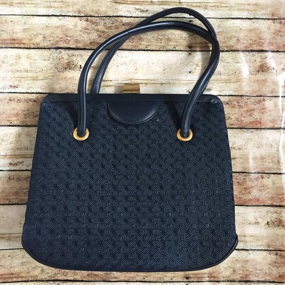 Vintage Handbags - Vintage 1950's Crown Lewis Navy Small Handbag Purse